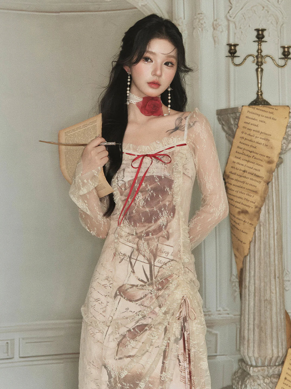 Vintage Manuscript Lace Dress