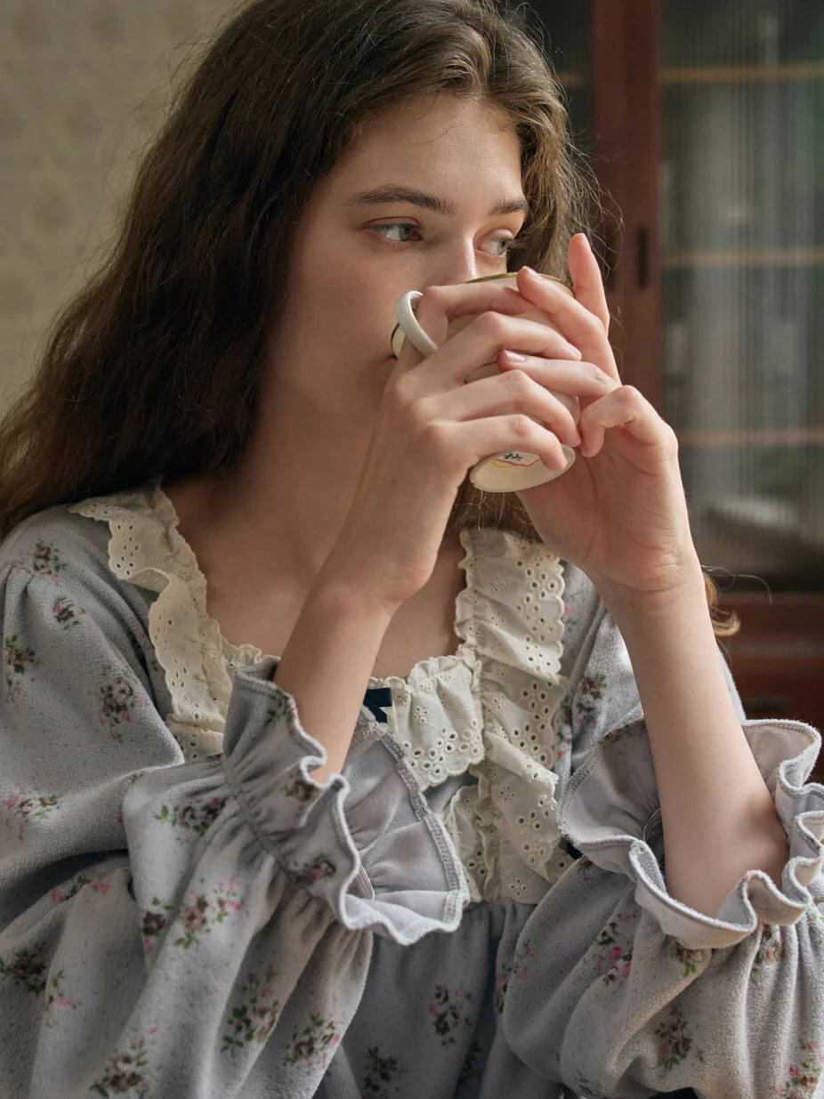 Fleece Rosebud Pajama Set