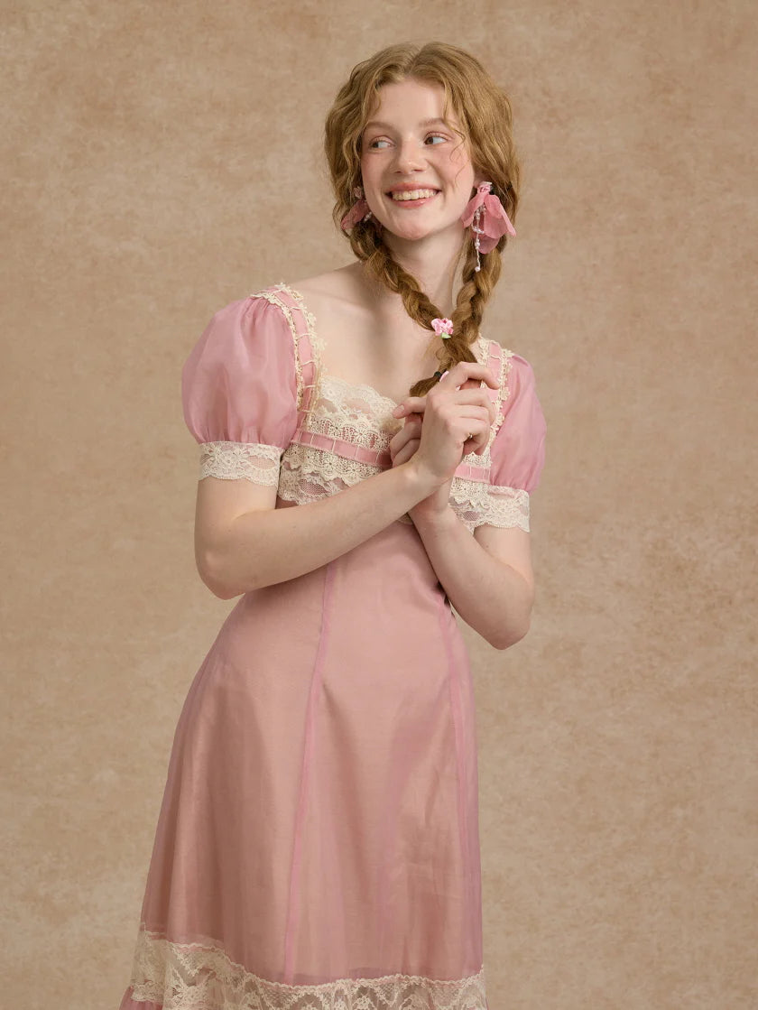 Blush Lace Ribbon Fairytale Dress