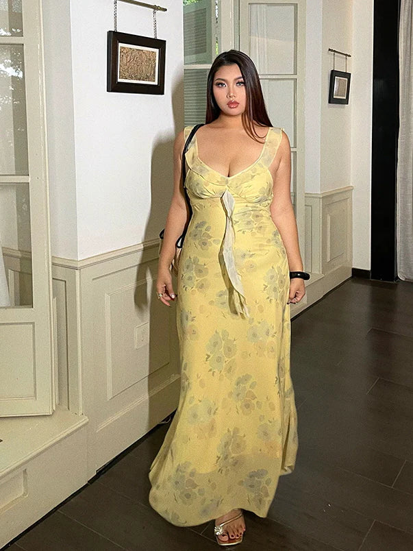 Lemon Blossom Tie-Front Floral Dress