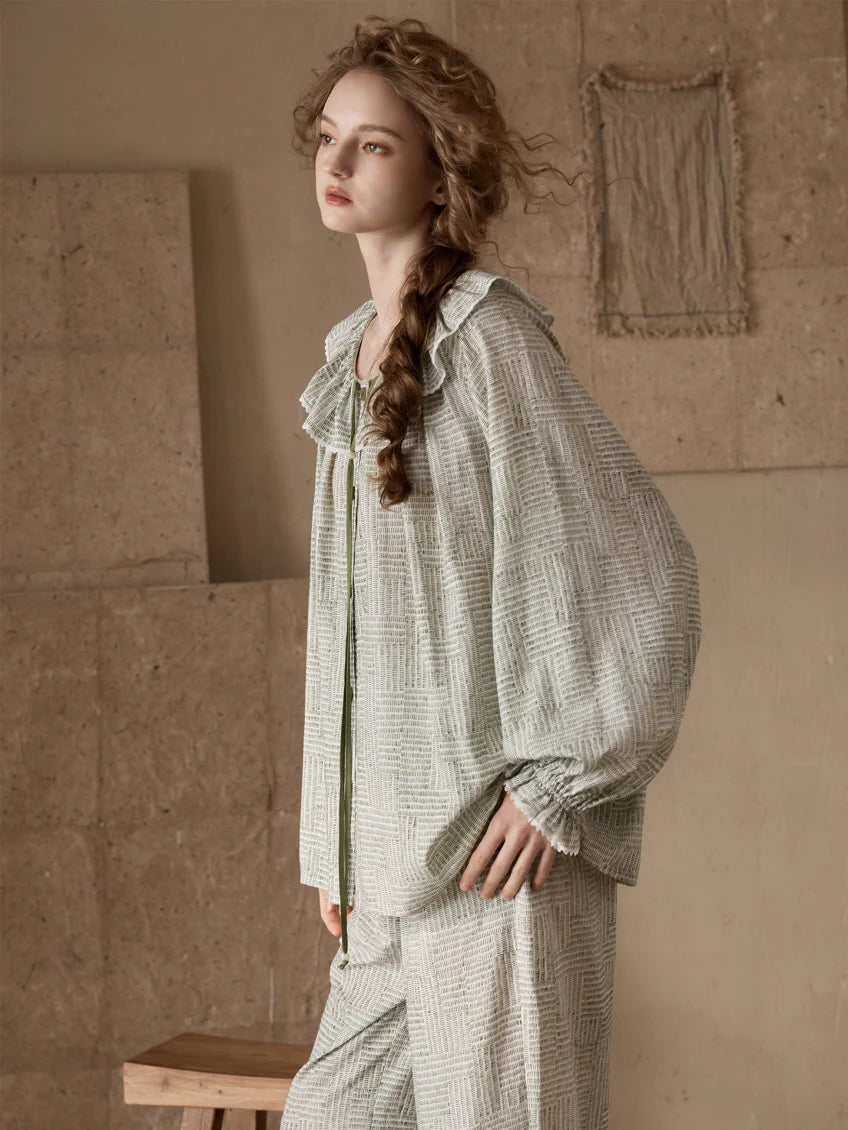 Vintage Ruffle Collar Pajamas