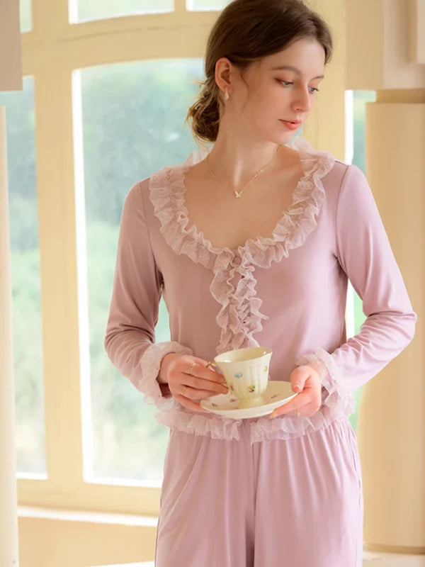 Soft Pink Purple Princess Frill Pajama