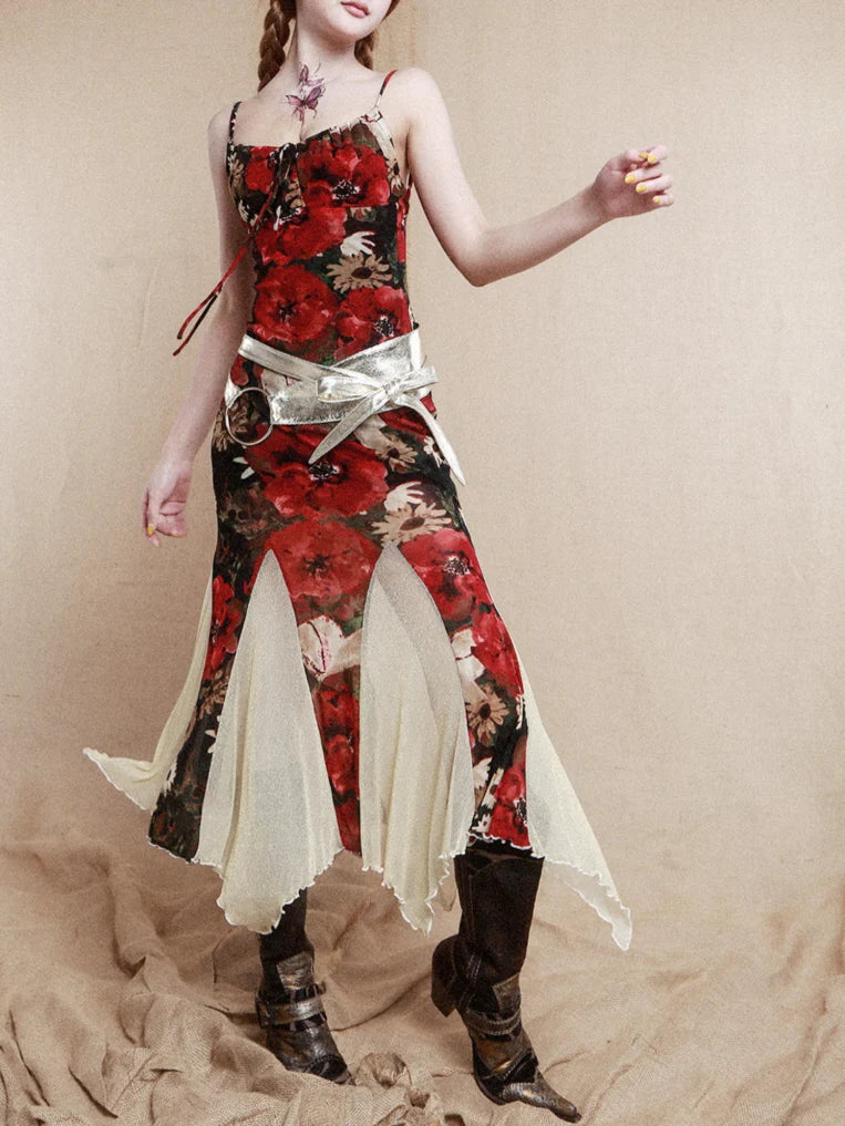 Golden Bloom Mermaid Slip Dress