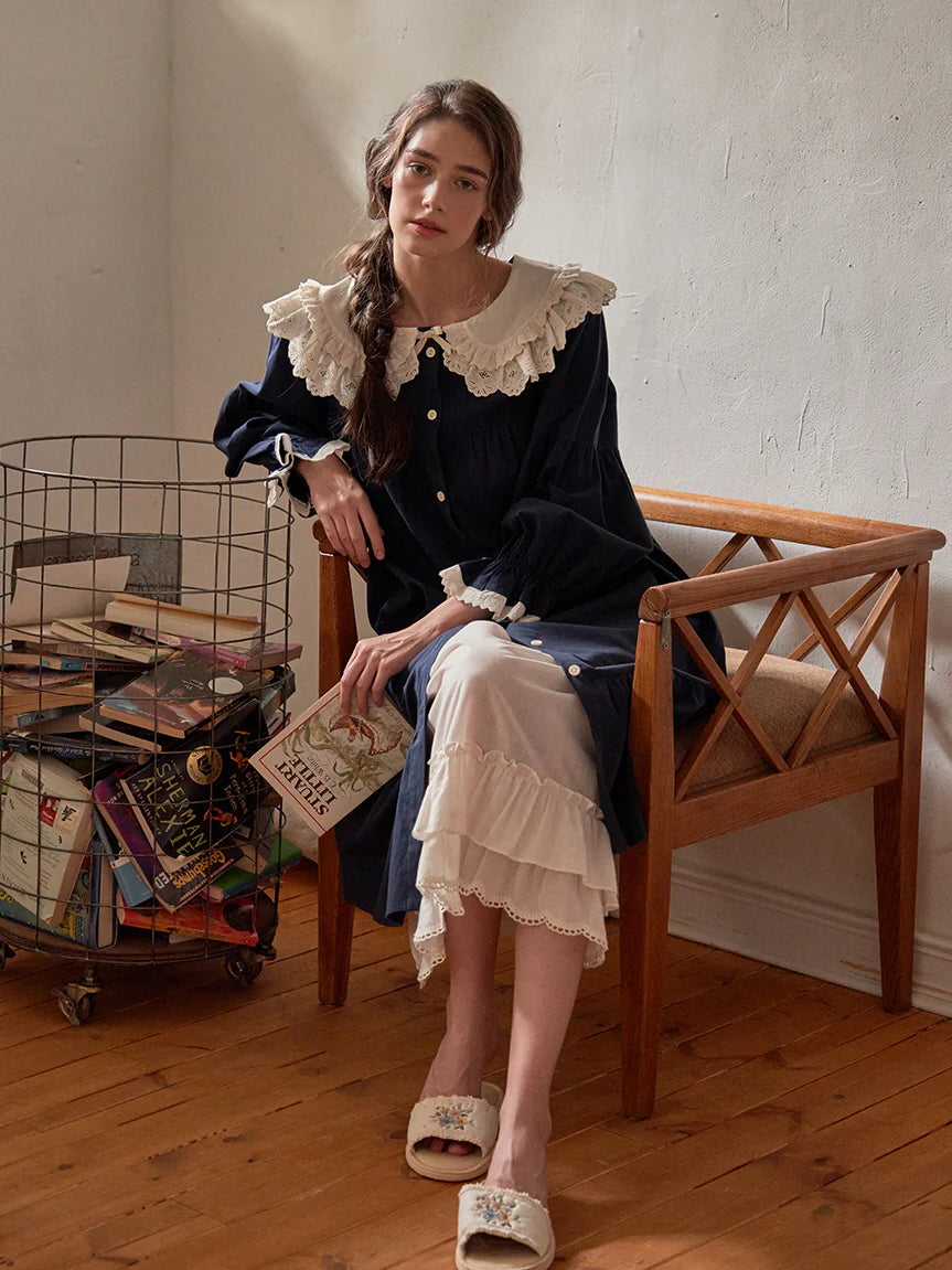 Midnight Lace Collar Nightgown