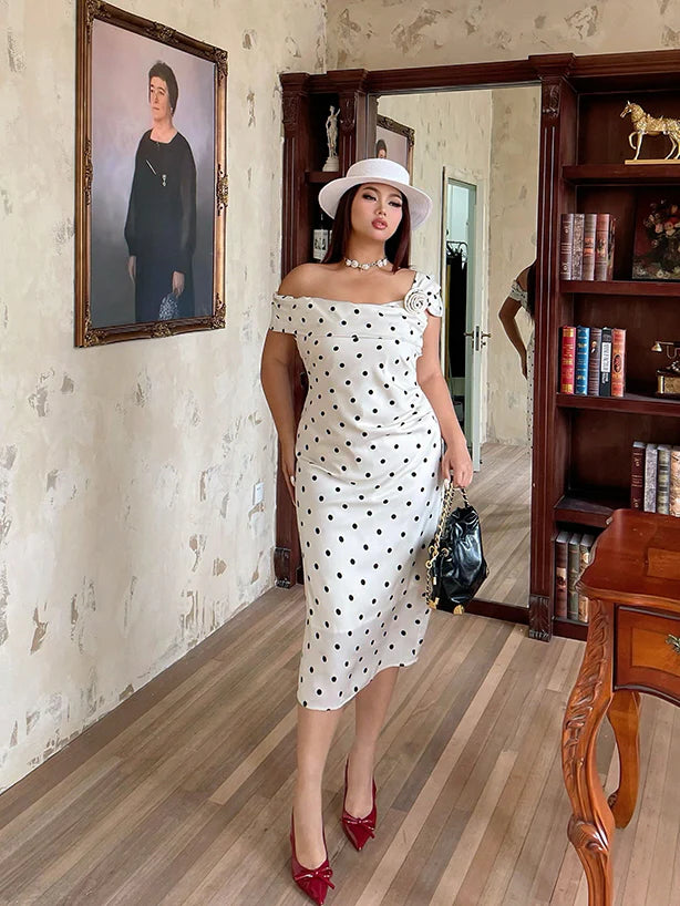 Vintage Polka Dot Satin Dress