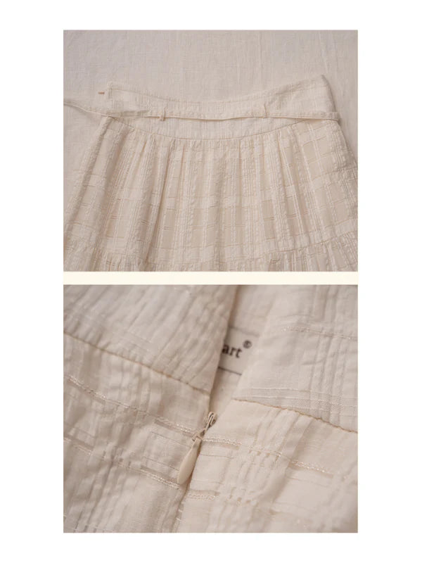 Vintage Textured Cotton Blouse & Skirt