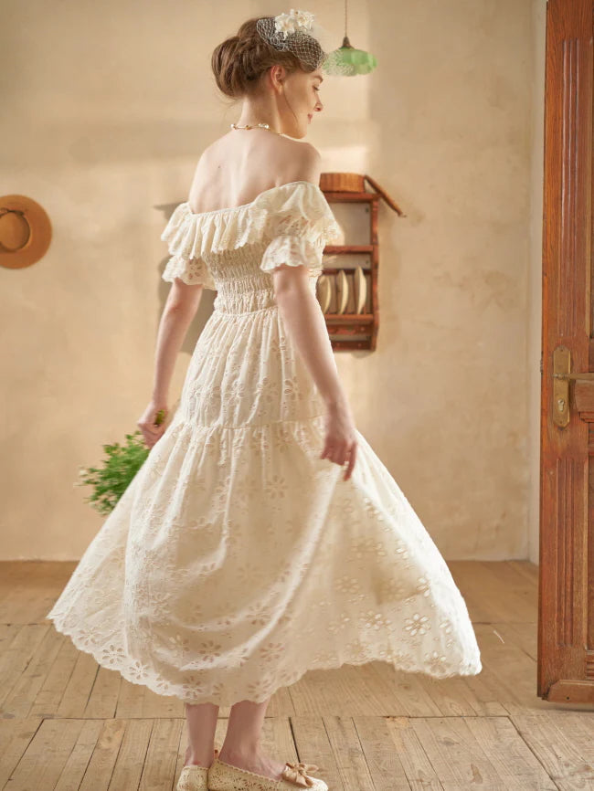 Ruffle Neckline Vintage Daisy Garden Dress