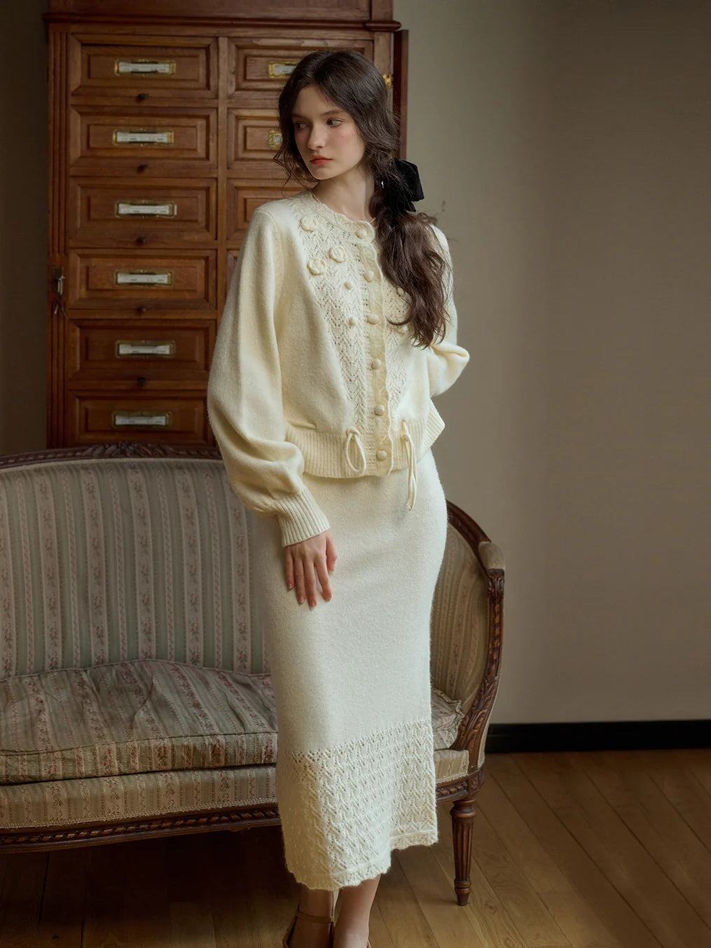 Rosette Bloom Knit Cardigan