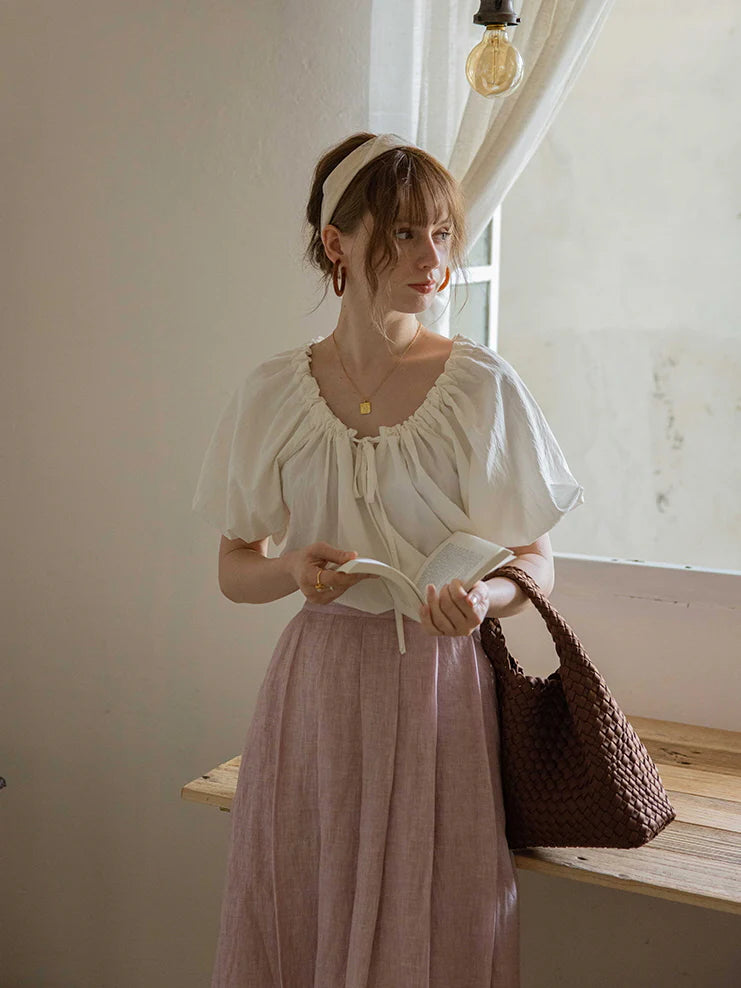 Olivia's White Puff-Sleeve Summer Blouse