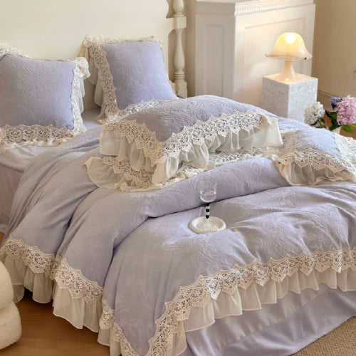 Purple Velvet Princess Douvet Cover Set