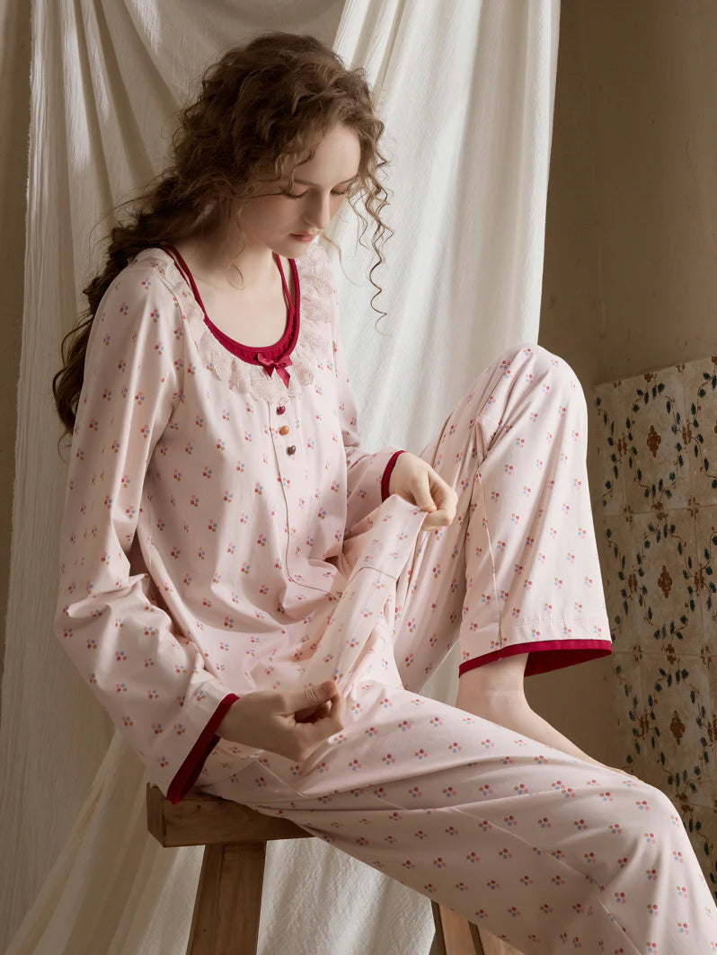 Cherry Blossom Ruffle Pajama Set