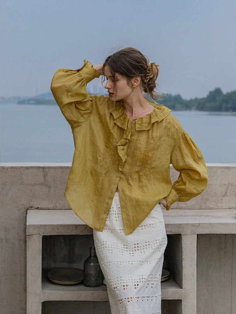 Golden Sunrise Ramie Blouse