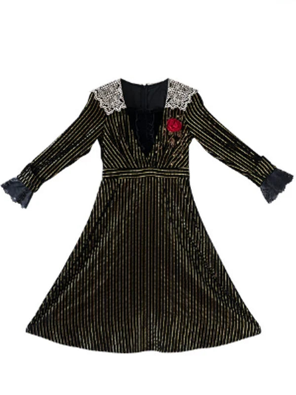 Golden Twilight Lace Dress