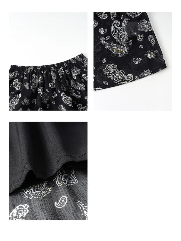 Black Ruffle Camisole & Paisley Maxi Skirt