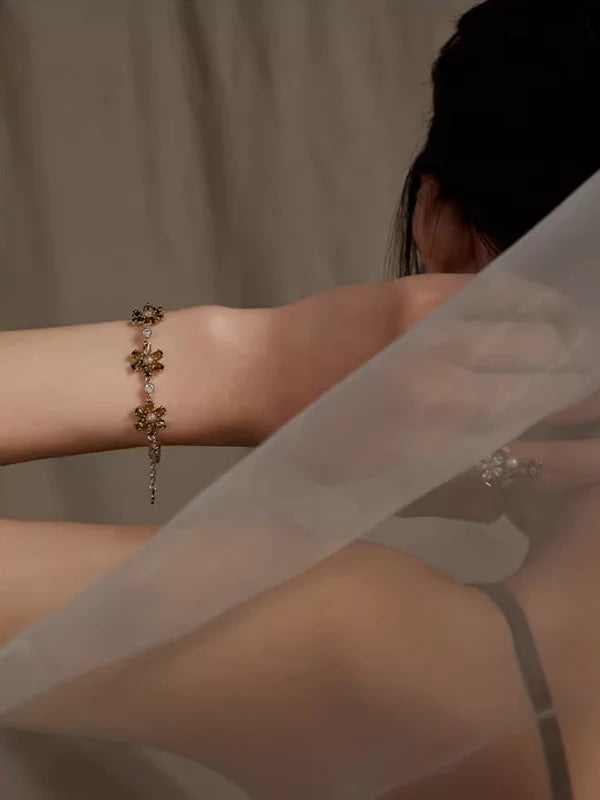 Olive Cubic Gold Beads Bracelet