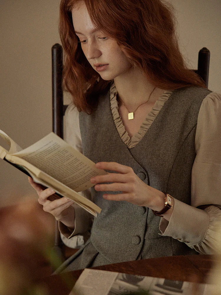 Vintage Elegance Pleated Vest Dress