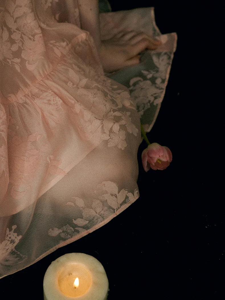 Blush Petal Ruffle Back Bow Dress