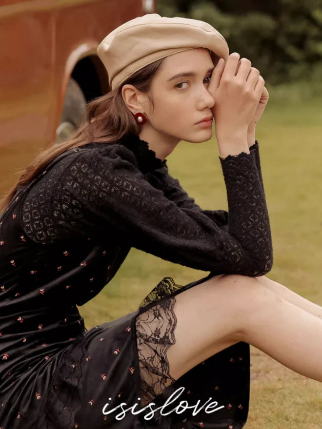 Midnight Rose Velvet Dress