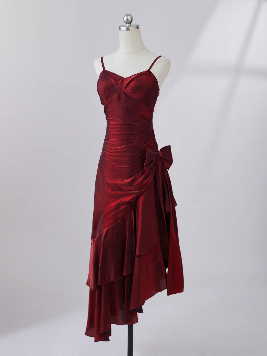 Crimson Elegance Mermaid Bow Dress