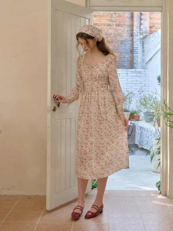 Spring Dream Floral Shirred Waist Dress