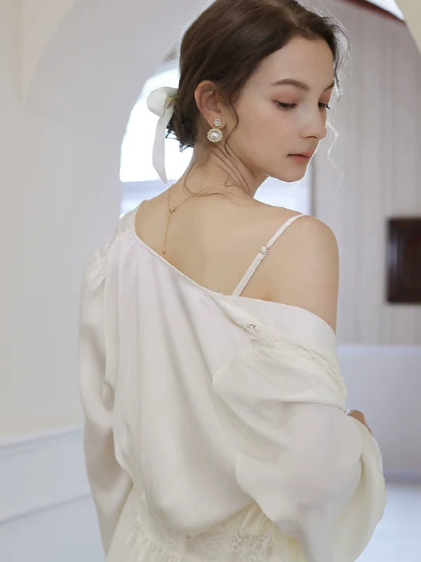 Snowy Lace Elegance Nightgown