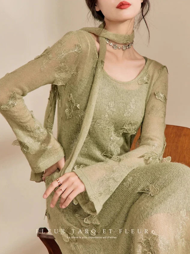 Butterfly Garden Sheer Knit Dress