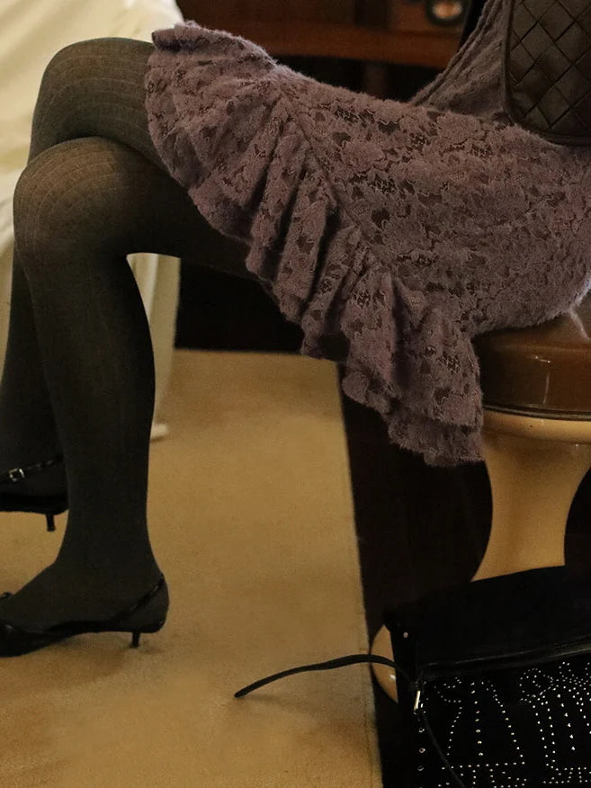 Vintage Lilac Lace Knit Dress