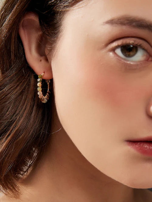 Mystic Forest Natural Stone Hoop Earrings