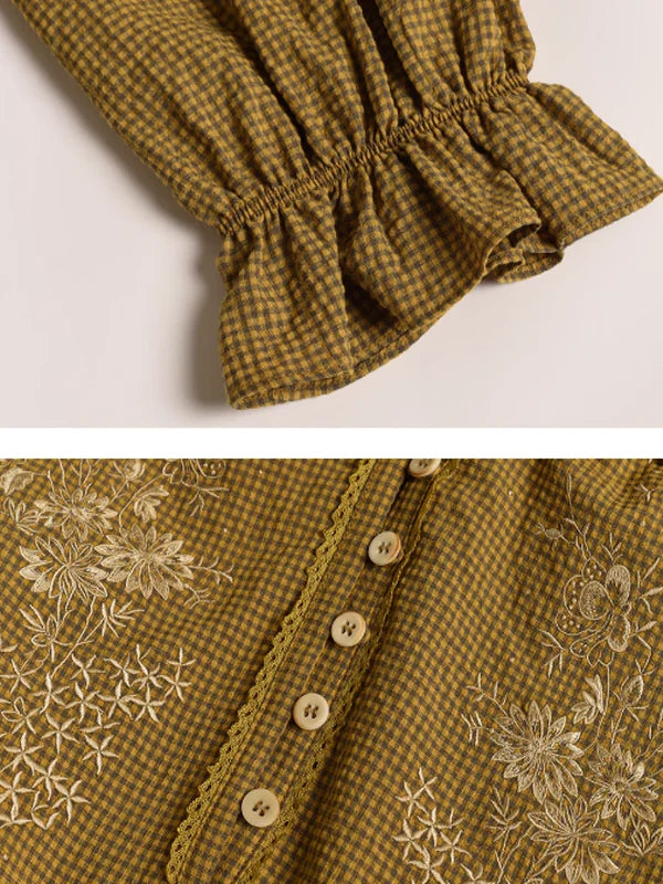 Floral Checkered Spring Dress