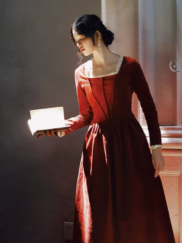 Crimson Elegance Lace Dress