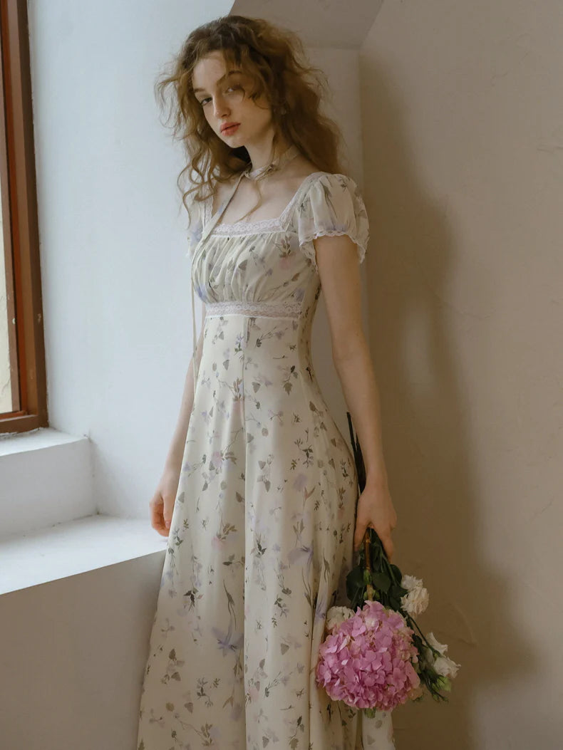 Fairy Garden Lace Trim Floral Dress