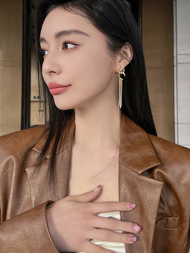 Elegant Double C Chain Earrings