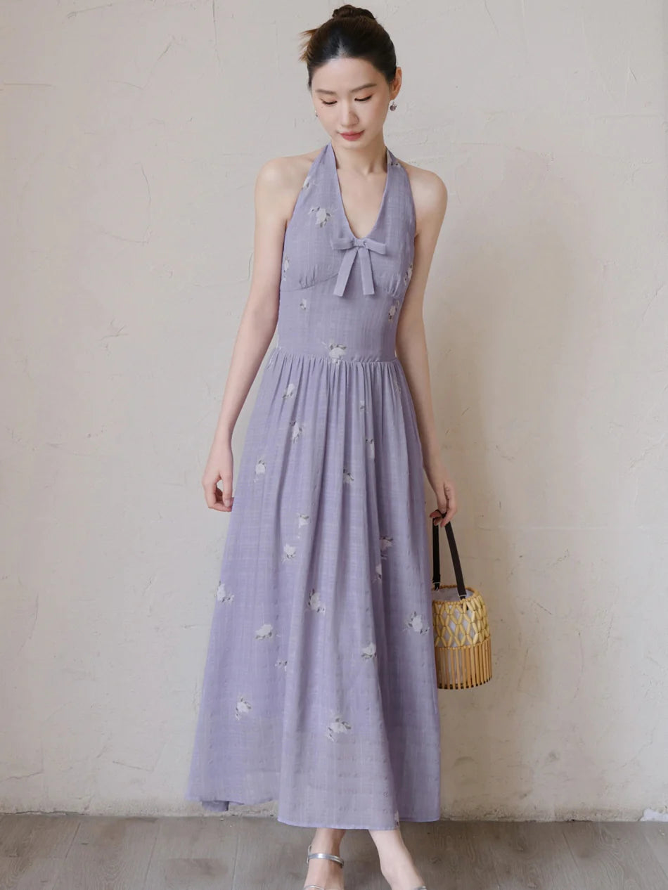 Lavender Bow Halter Dress