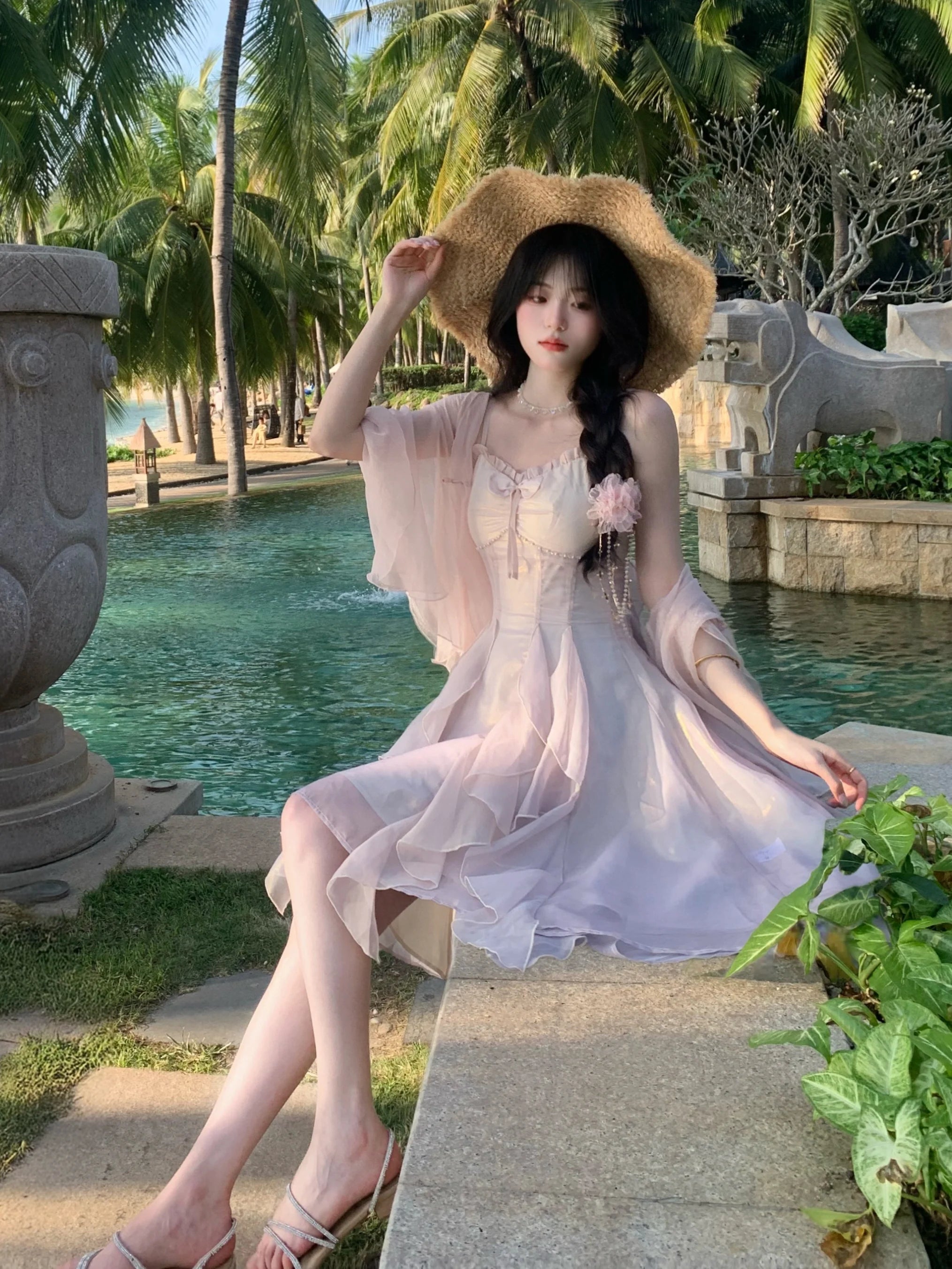 Enchanted Petal Ruffle Dress