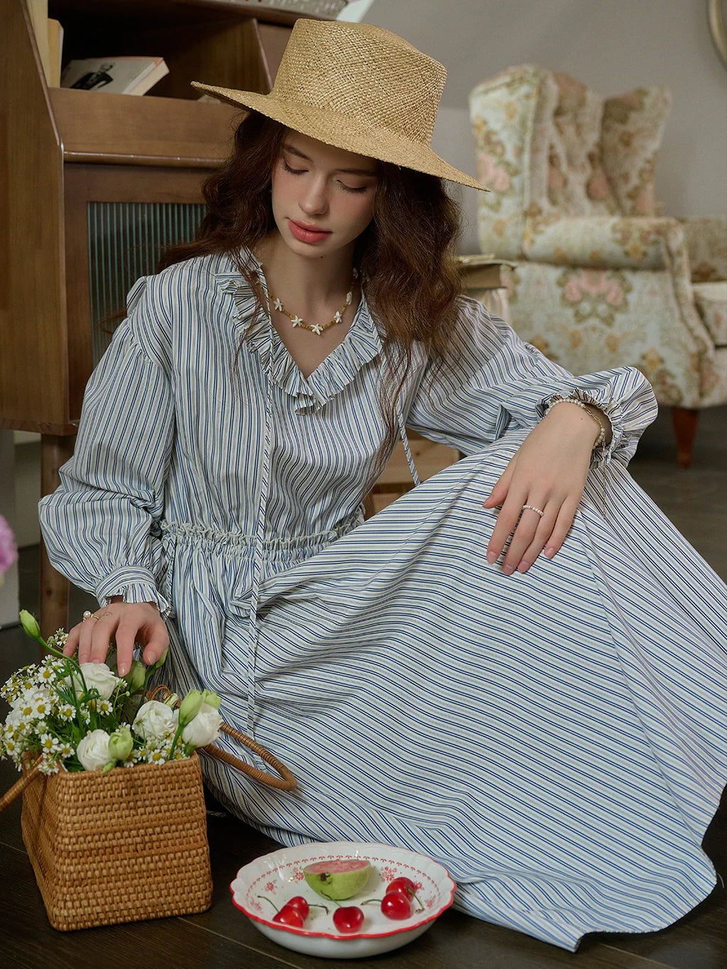 Blue Striped Prairie Day Dress