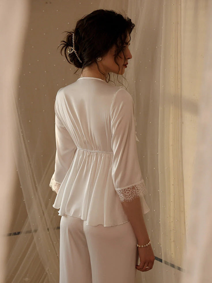 Elegant Romantic Ruffled Pajama Set