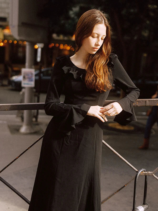 Midnight Ruffle Romance Dress
