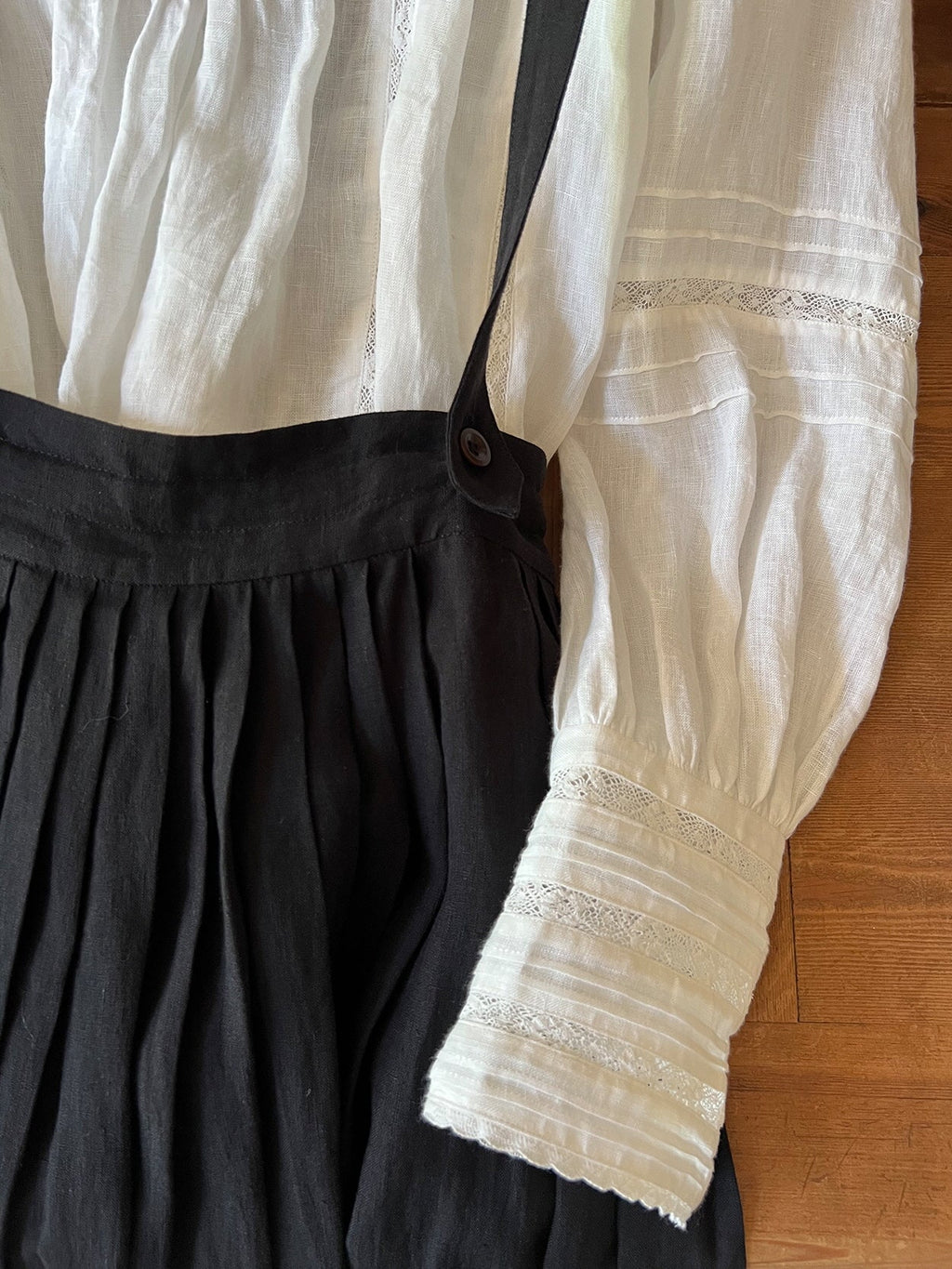Vintage Linen Suspender Skirt
