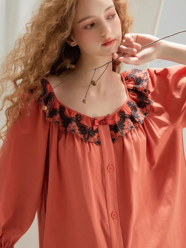 Elegant Lace-Trimmed Pajama Set