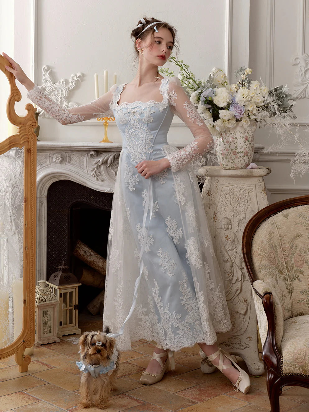 Enchanted Blue Lace Fairytale Gown