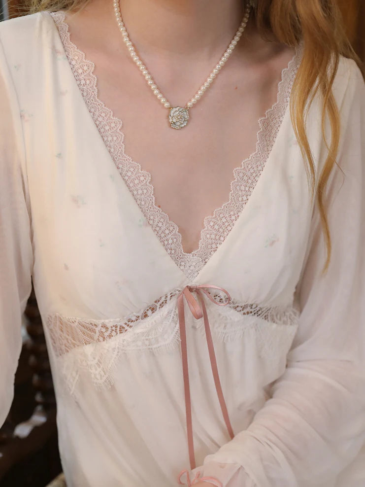 Dreamy Lace-Trimmed Nightgown