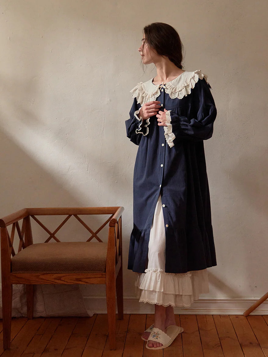 Midnight Lace Collar Nightgown