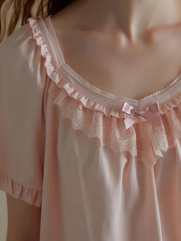 Soft Ruffle Cotton Pajama Set