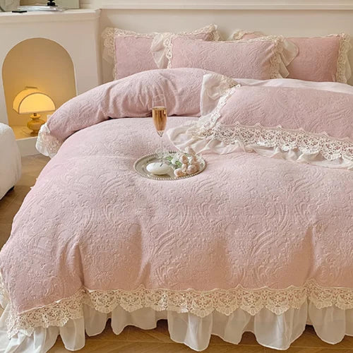 Pink Velvet Princess Douvet Cover Set