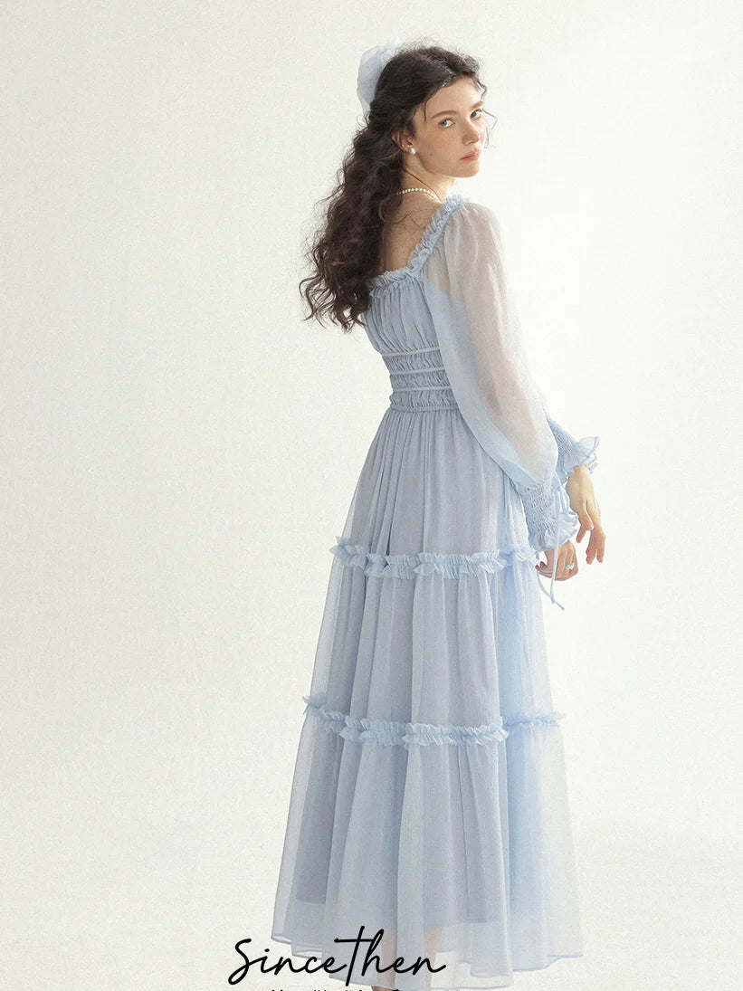 Fairy Light Blue Cloud Ruffle Dress