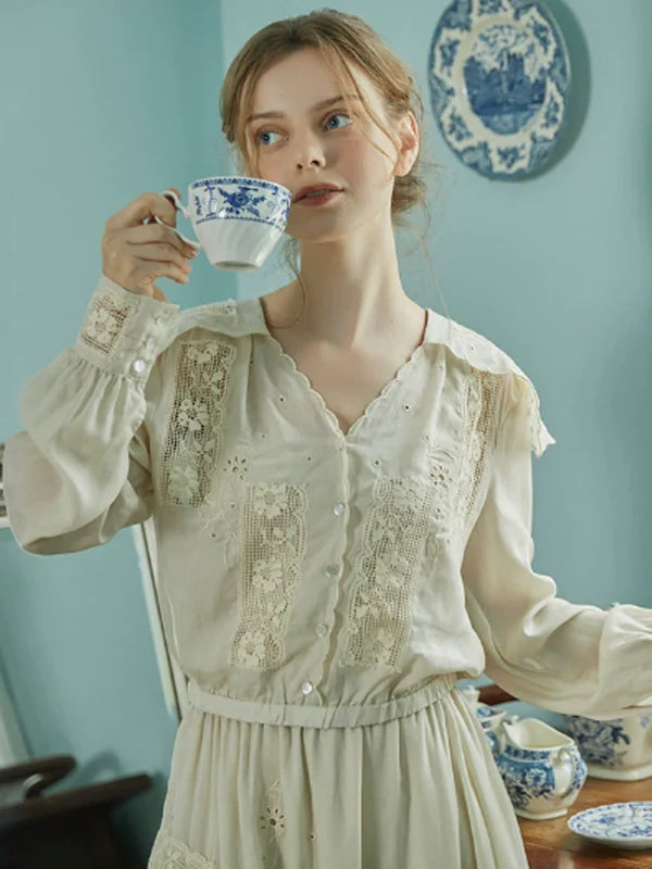 Autumn's Serene Verse Dress