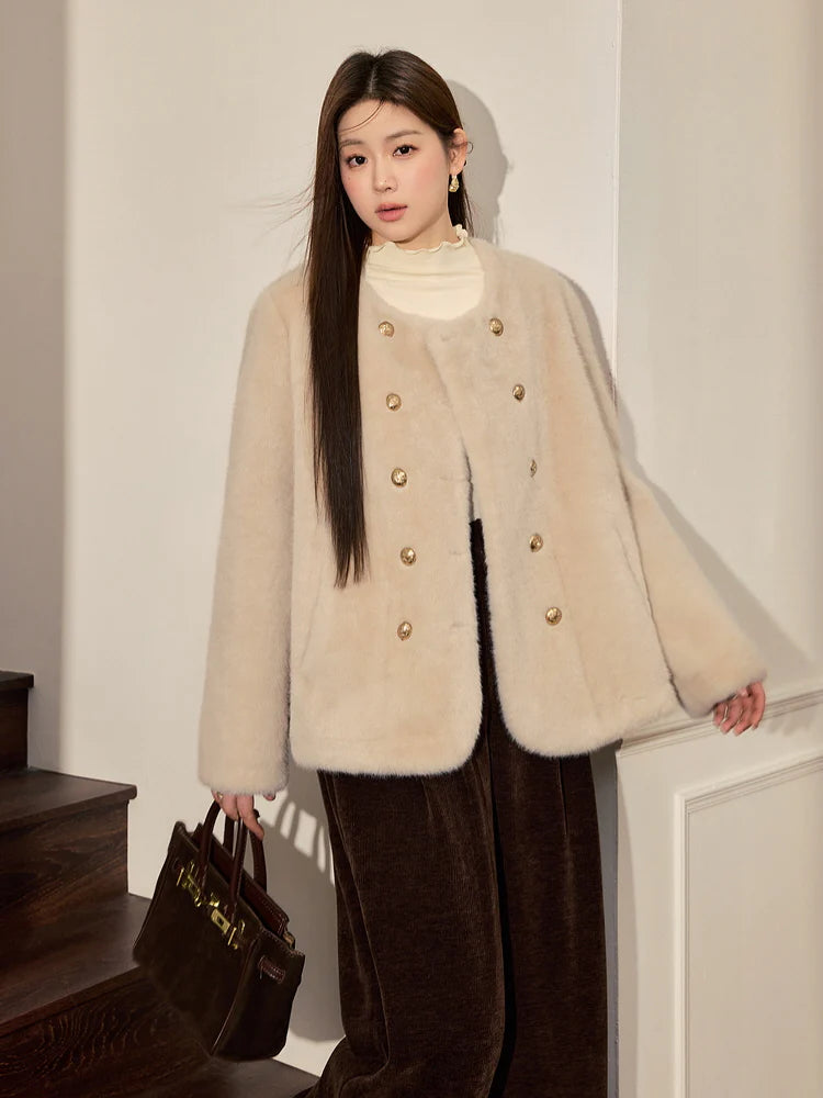Luxe Faux Fur Cream Coat