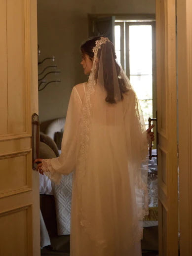 Whispering Lace White Nightgown Set