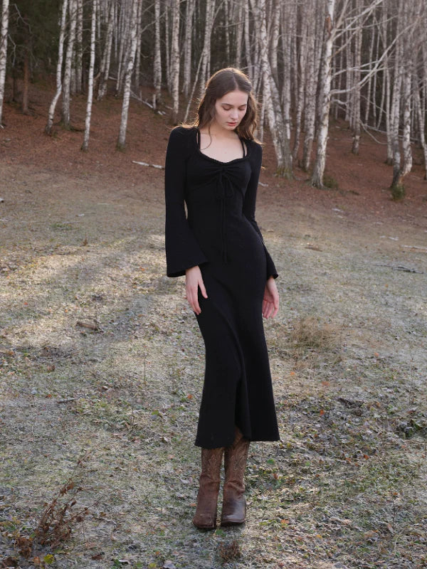 Classic Grace Black Cable Knit Dress