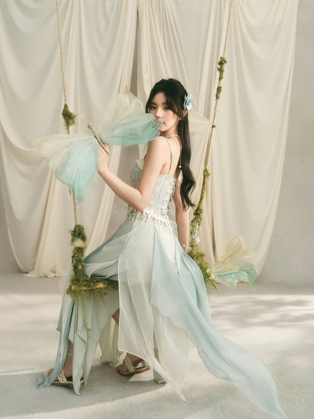 Ethereal Lace Corset & Dreamy Chiffon Skirt